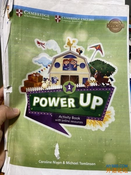 一年级下小学生 2.5个月 看外教录播课 学完剑桥英语 原版教材《PowerUp》第1册—PU练习册封面照片 ...